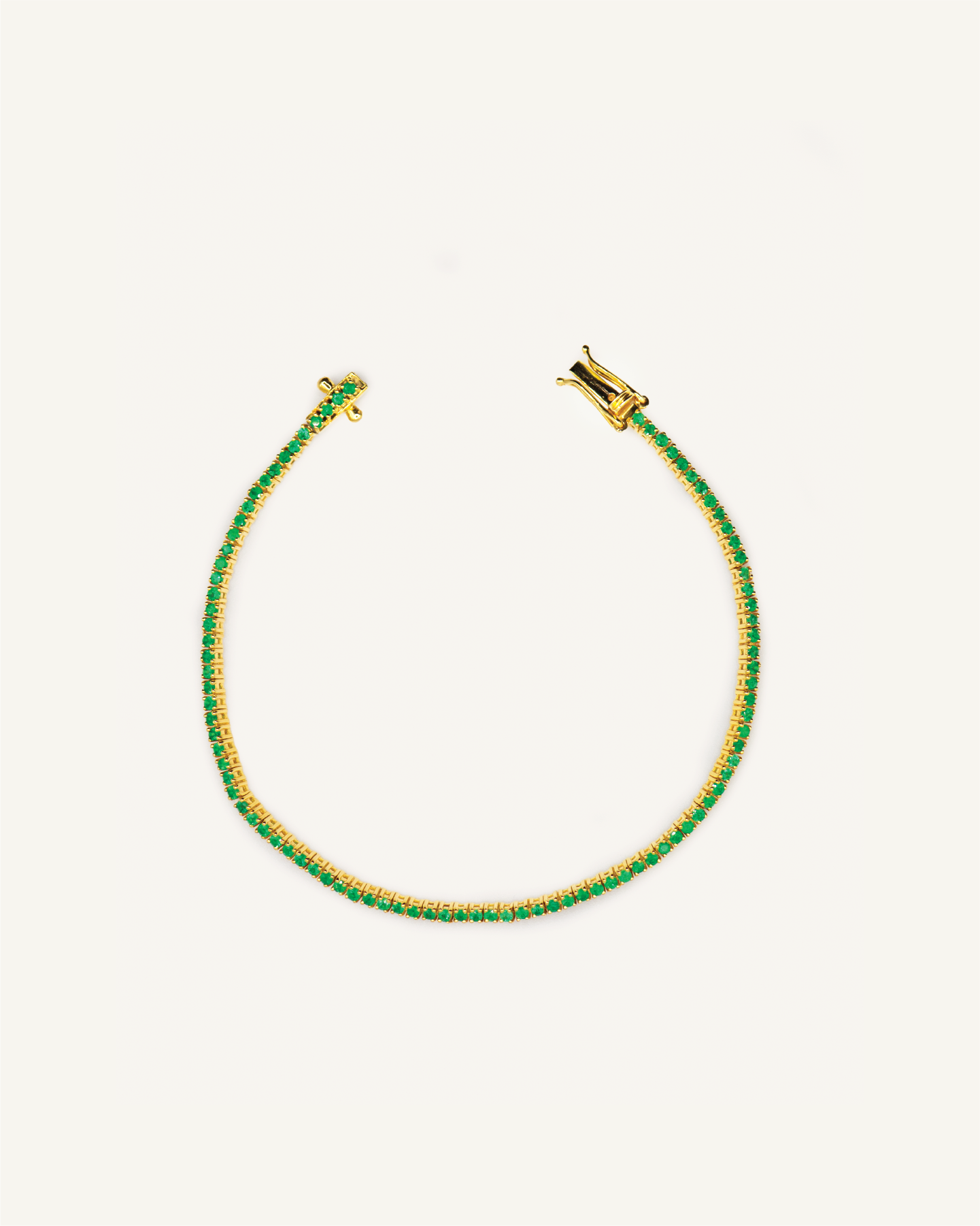 Grace Tennis Bracelet Emerald, Yellow Gold