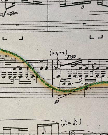 Grace Tennis Bracelet Emerald, Yellow Gold